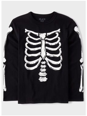 5/6 SMALL Glow-in-the-Dark Skeleton Long Sleeve Tshirt Only